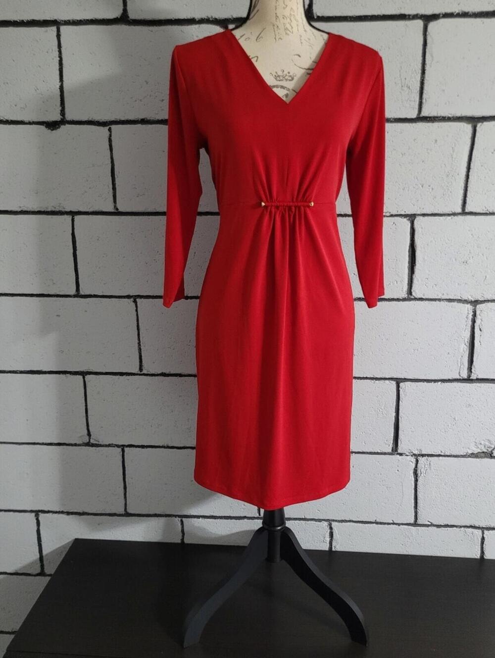 BUNDLE SALE!  Michael Kors Red V-Neck Long Sleeve Midi Dress Sz 4